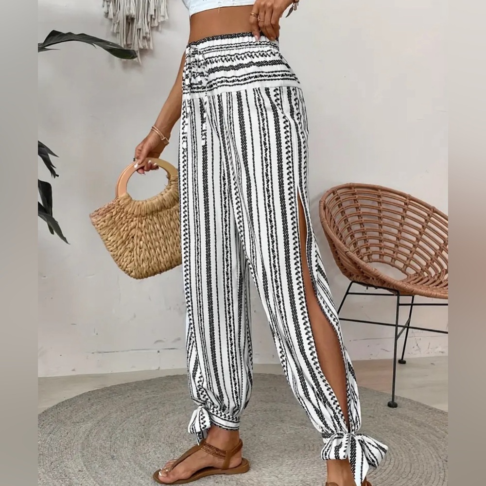 BOHO Drawstring SlitSide Loose Fitting Pants - Picture 3 of 3